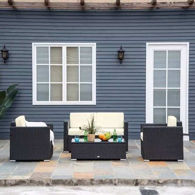 Chilli Seating Sorrento 4 Seater Modern Rattan Set in Brown