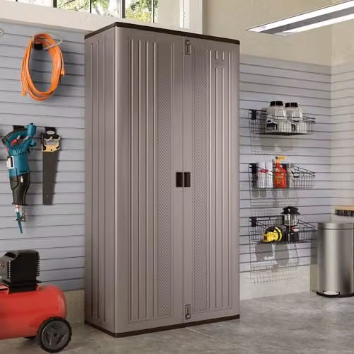 Rowlinsons Haven Mega Tall Garden Storage Cabinet in Grey, W: 102 cm, D: 51 cm, H: 204 cm