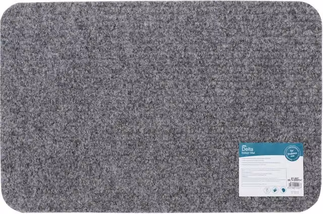 JVL Delta Grey Rectangular Brushing Indoor Mat