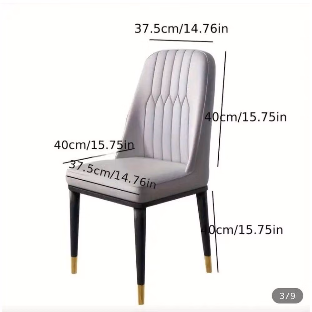 KORVIXA Set of 2 Grey Leather Dining Chairs with Golden Horns – 2
