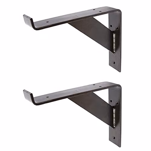 Hammer and Tongs Gallows Style Scaffold Iron Shelf Brackets, Black, Pack of 2