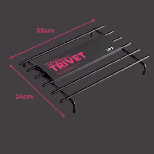 Kilo Metal Rectangular Trivet in Black with Non-Slip Feet, W: 32 cm, D: 24 cm – 2