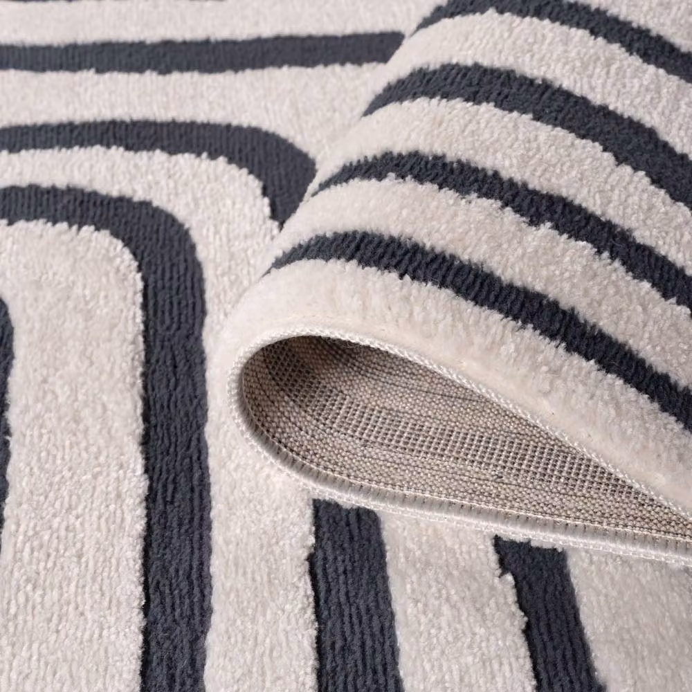 THE RUGS Loft Curved Line Navy Blue Soft Pile Area Rug, W: 80 cm, L: 150 cm – 5