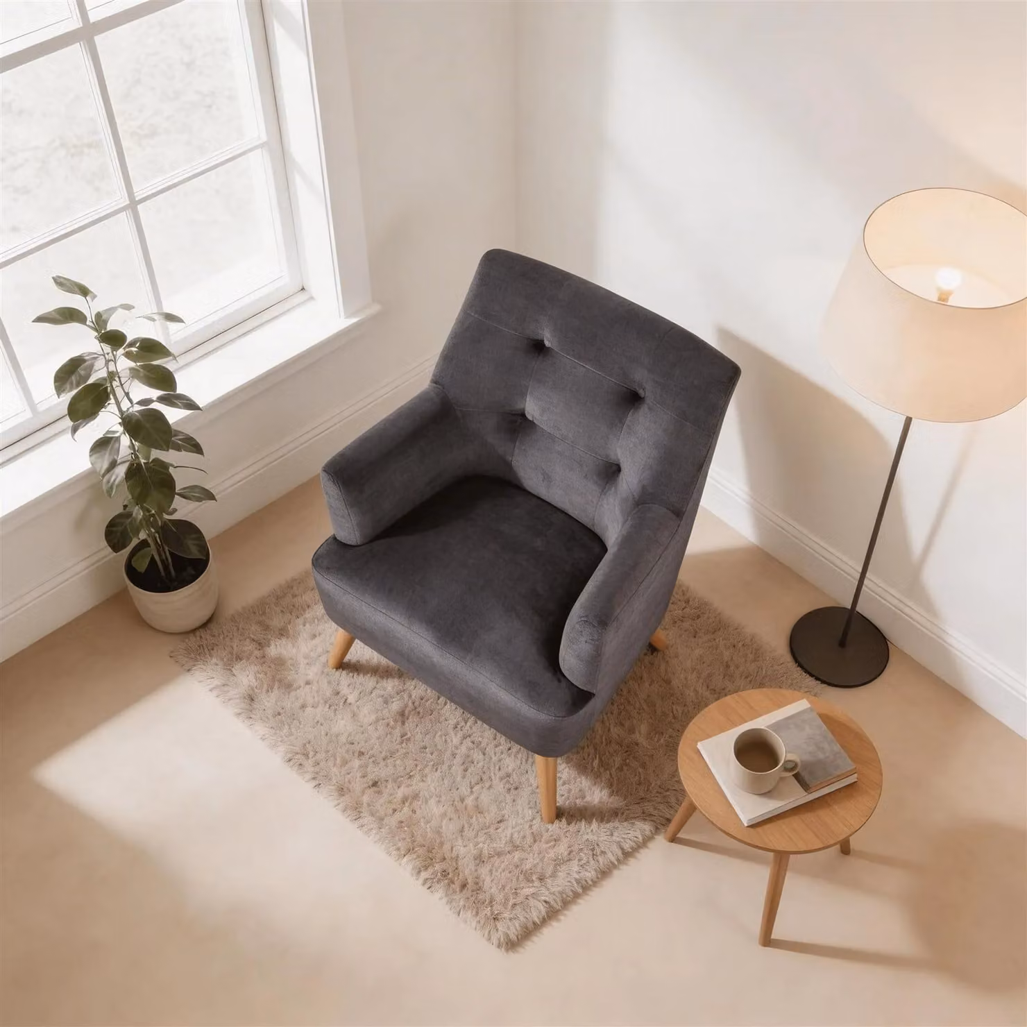 Home Source Arta Modern Upholstered Accent Armchair in Grey – 2