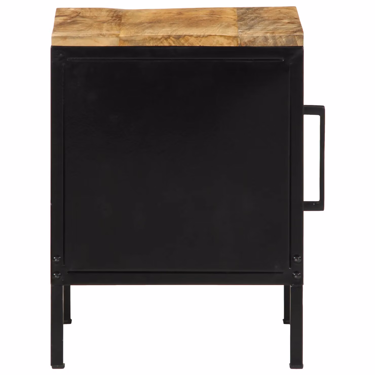 Berkfield Home Set of 2 Rustic Mango Wood and Metal Bedside Cabinets in Brown and Black – 5