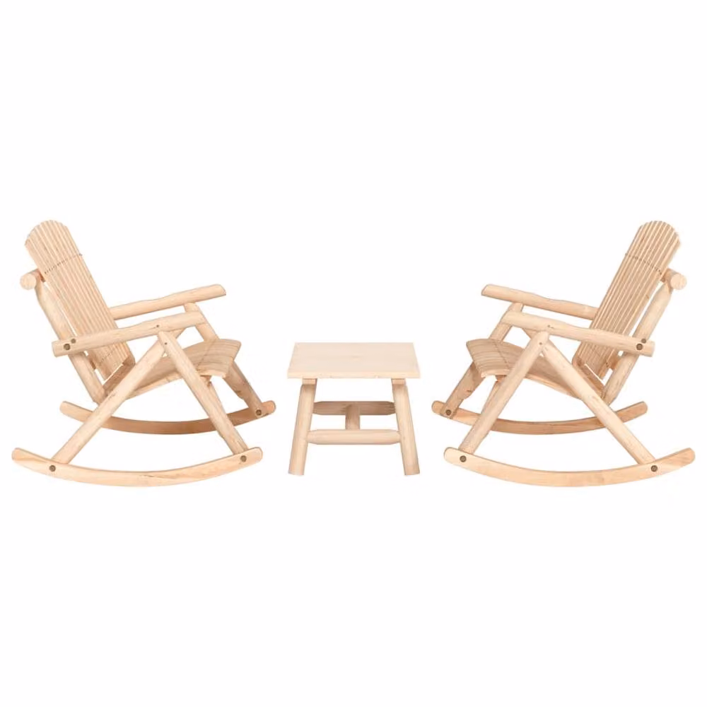 Berkfield Home 3 Piece Garden Lounge Set in Natural Solid Spruce Wood