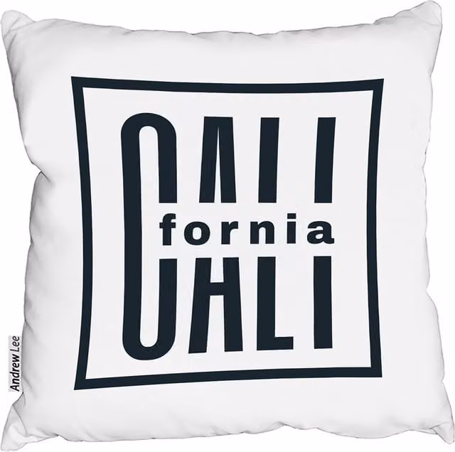 Andrew Lee California Square Graphic Cushion, White, W/D/H: 60 x 60 x 60 cm