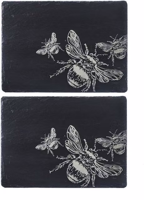 Selbrae House Set of 2 Rectangular Slate Place Mats in Anthracite Grey
