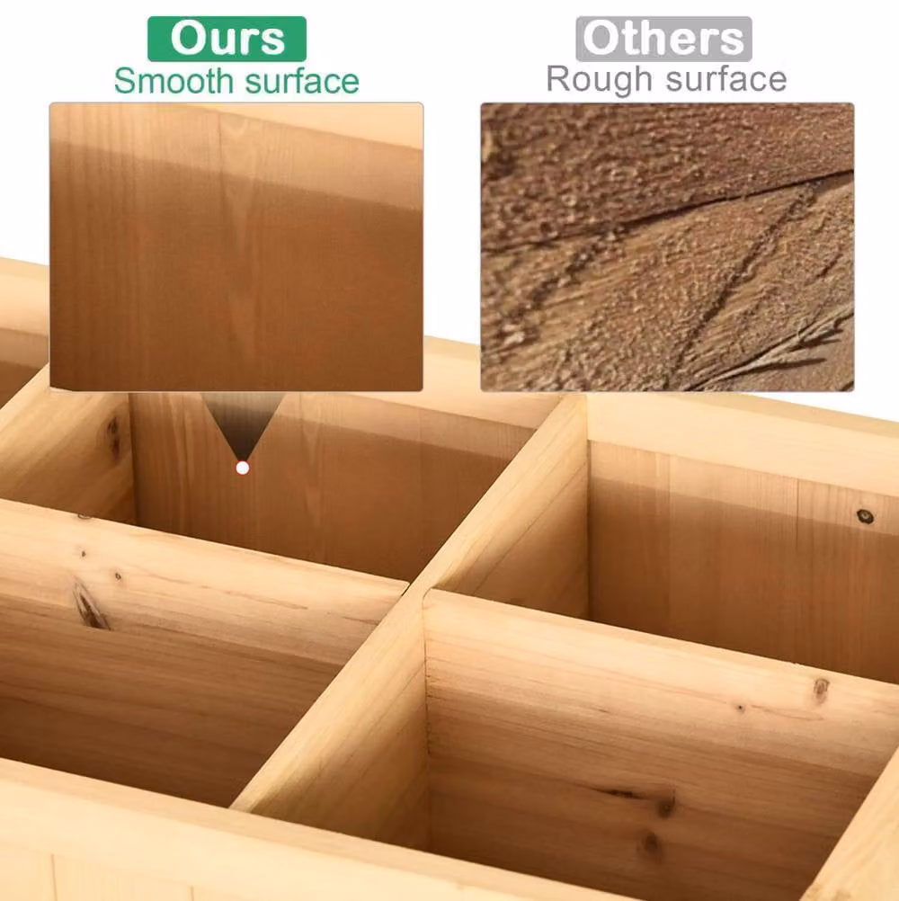 STILVORA Wooden Planter with 8 Compartments and Bottom Shelf in Brown, W/D/H: 110 x 76 x 46 cm – 4