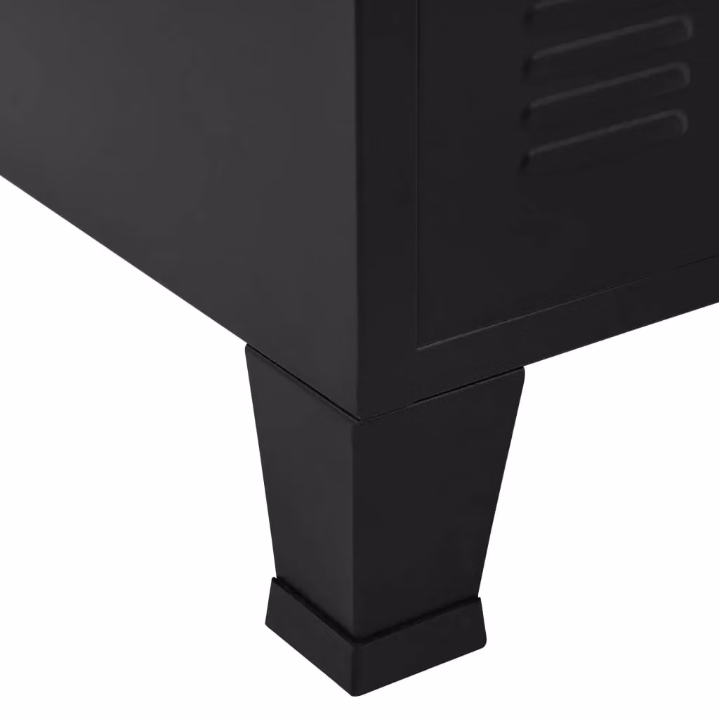 Berkfield Home Industrial Storage Chest in Matt Black Metal, W: 75 cm, D: 40 cm, H: 80 cm – 4