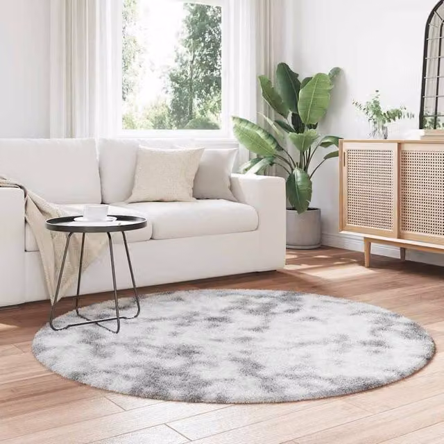 Berkfield Home Navarra Shaggy High Pile Round Rug in Silver Grey, Diameter: 160 cm – 1