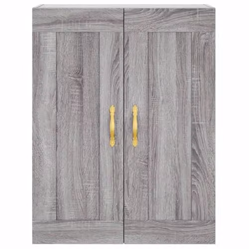 vidaXL Grey Modern Wall Mounted Cabinet Set of 2 with Hinged Doors and Internal Shelves – 2
