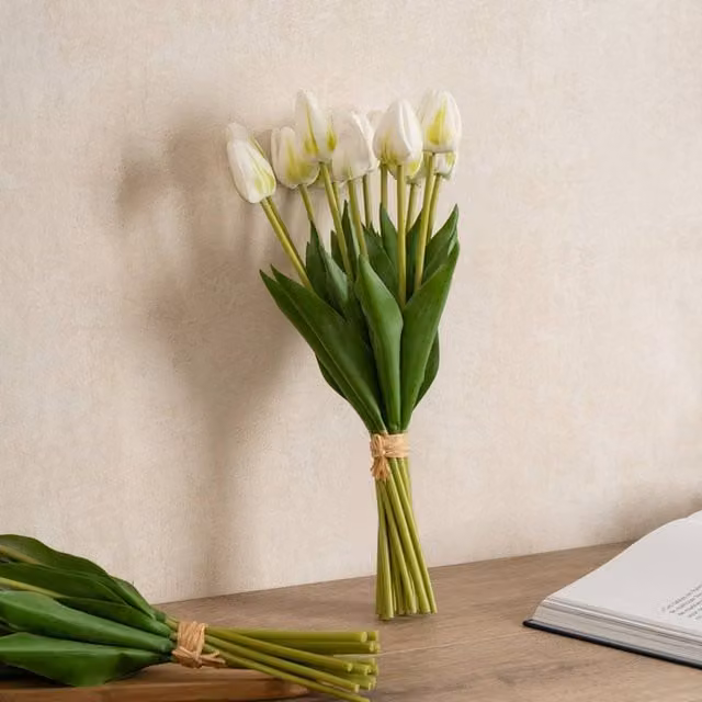 Scottish Everlastings Ltd White Tulip Bundle, 14 Stems, 40 cm – 1
