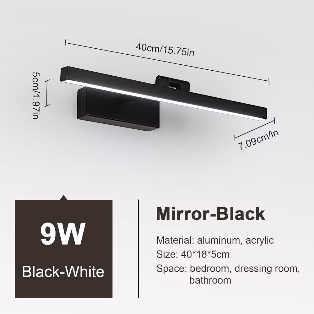 COMELY 9W Modern LED Vanity Wall Light in Black with 4500K Cool White Light – 5