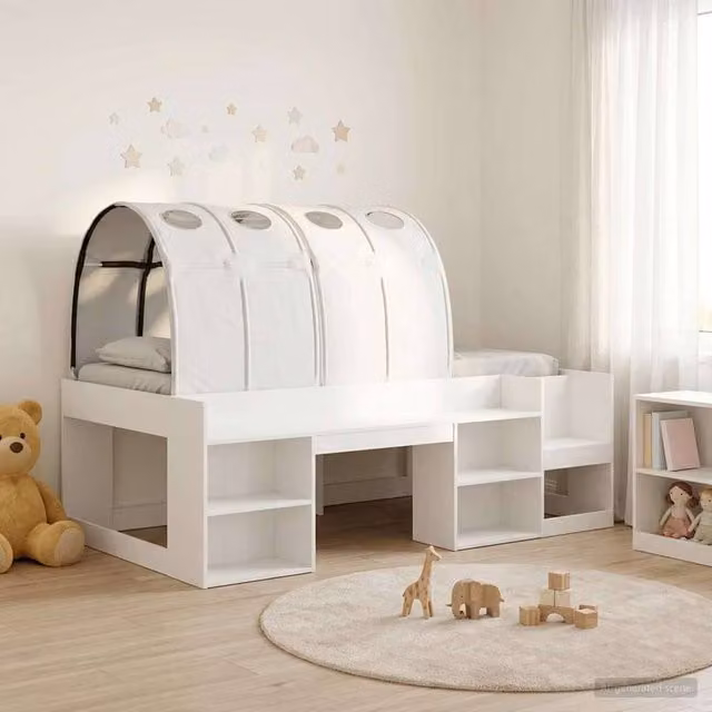 Berkfield Home 3-Piece Modern White Engineered Wood Bed Frame with Bedside Shelves and Side Compartments