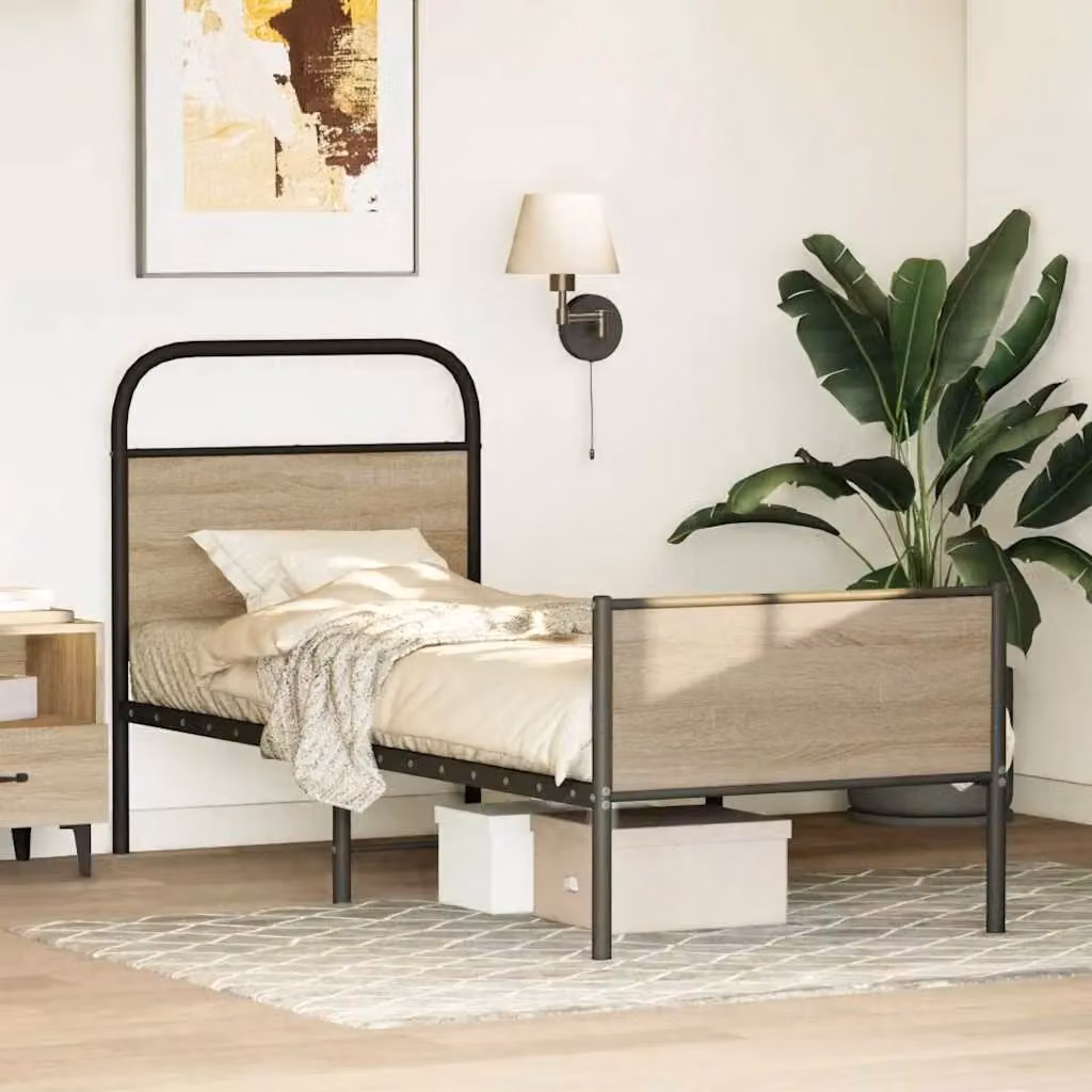 Berkfield Home Sonoma Oak Bed Frame in Brown, W: 80 cm, L: 200 cm – 2