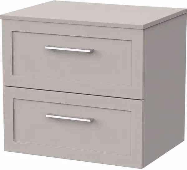 Balterley Stonnall 2 Drawer Bathroom Vanity Unit with Laminate Top, Pebble Grey, Width: 60 cm