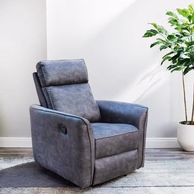 Furniture Maxi Grey Synthetic Leather Manual Recliner Armchair – 1