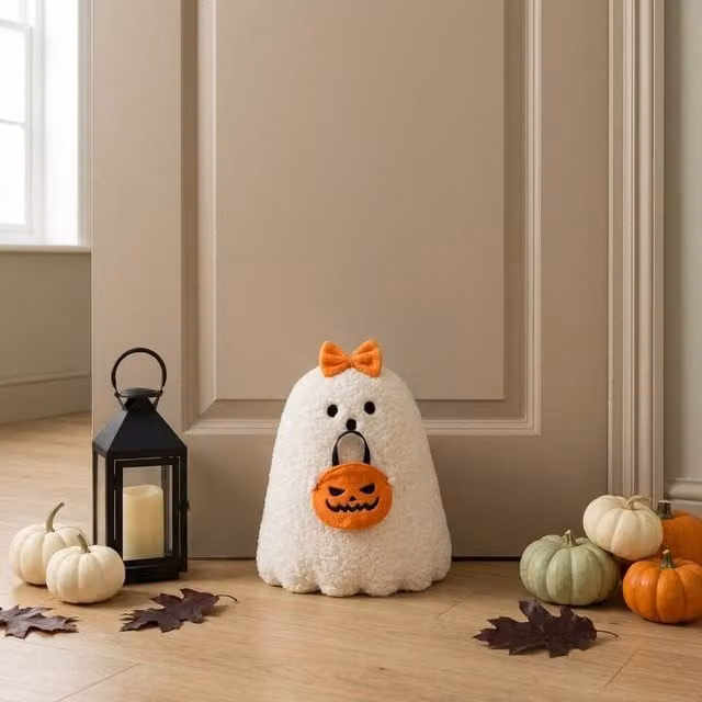 Garden Greatness Martha Door Keeping Halloween Doorstop in White and Multicolour