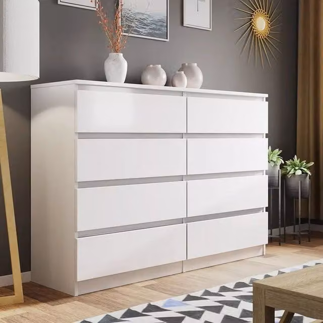 LUXURY LIFE Carlton Matt 8 Drawer Chest of Drawers in White