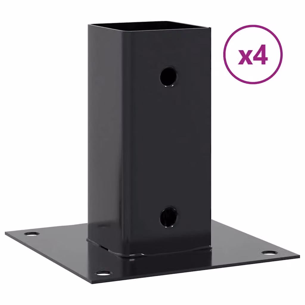 Berkfield Home Square Post Support Bases, 4 Pack, Anthracite, Powder-coated Galvanised Steel, 71 x 71 mm – 1