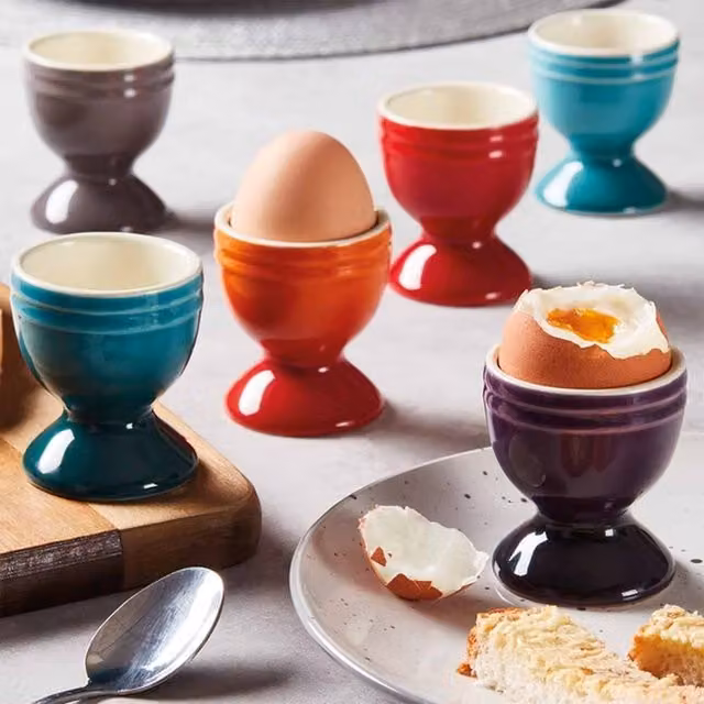 Cooks Professional Set of 6 Multicoloured Ceramic Stoneware Egg Cups – 1