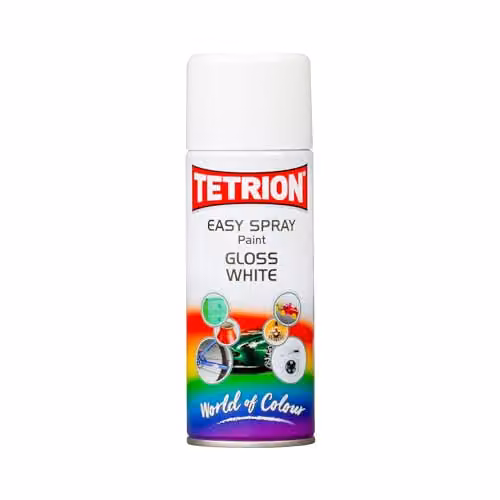 Tetrion Gloss White Spray Paint, 400ml, Quick-Drying and Weatherproof for Wood – 1