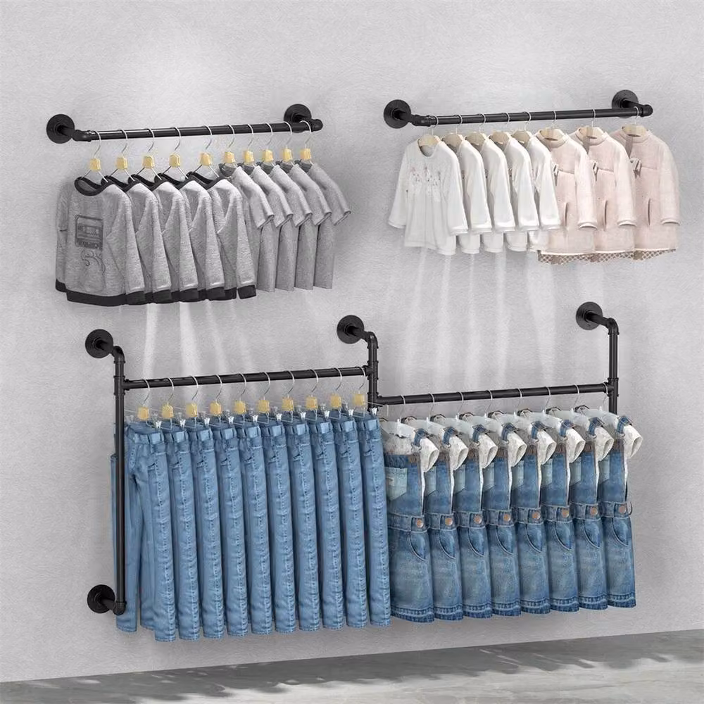 KORVIXA Industrial Matt Black Metal Clothes Rail Rack – 3