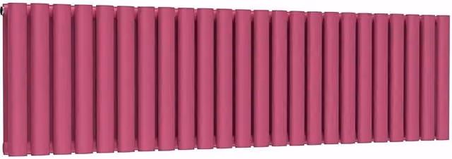 Lux Heat Oval Horizontal Double Radiator in Pink, W: 144 cm, H: 40 cm