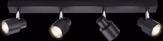 Netlighting Quad GU10 Bar Spotlight in Black, Adjustable and Dimmable, IP20 – 4