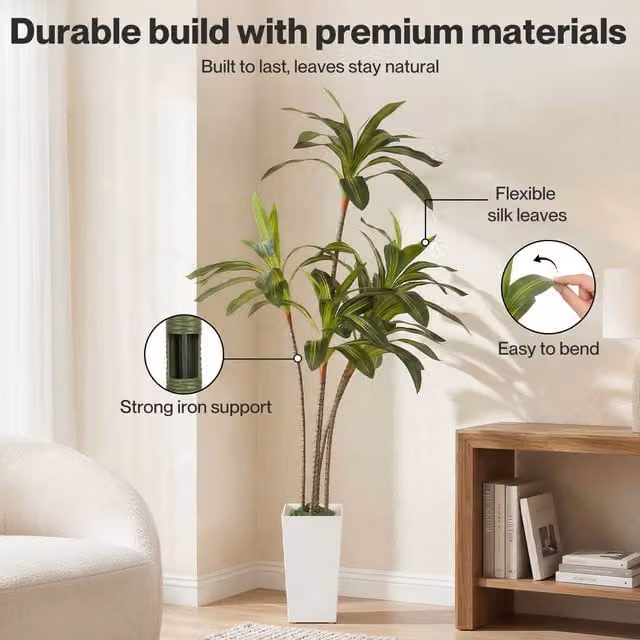 Levede Artificial Dracaena Tree, Green, Height: 182.5 cm