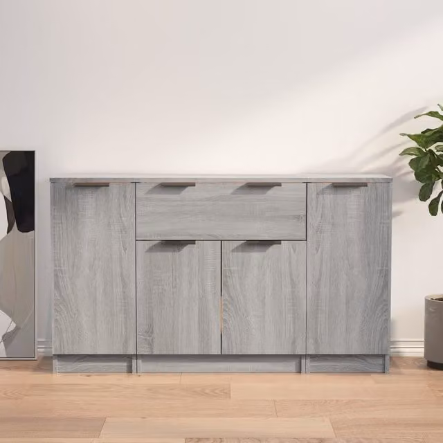 Berkfield Home 3-Piece Sideboard Set in Grey Sonoma Matt Engineered Wood