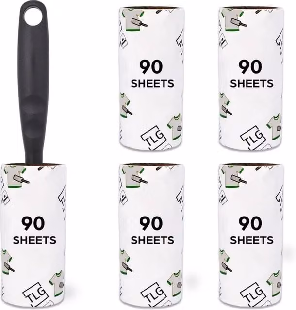 Nordara Lint Roller Refills in White, 5 x 90 Sheets for Pet Hair, Fluff and Dust Removal