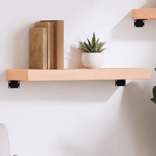 vidaXL Wall Shelf in Untreated Solid Oak Wood, W/D/H: 60 x 20 x 6 cm – 2