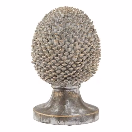 Love Lace Large Stone Effect Pinecone Ornament with Gold Accents in Grey, H 35 cm x W 22 cm x D 22 cm – 1