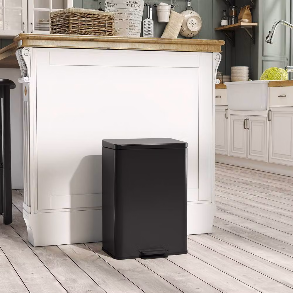 STILVORA 20L Black Stainless Steel Pedal Bin with Soft-Close Lid and Removable Inner Bucket, W/D/H: 30.6 x 20.0 x 44.2 cm – 2