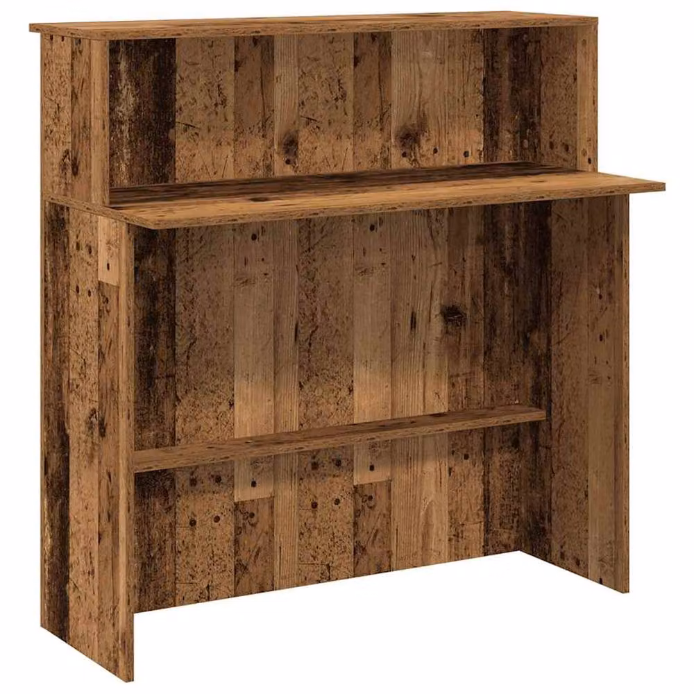 Berkfield Home Reception Desk in Brown Old Wood, W/D/H: 100 x 50 x 103.5 cm – 3