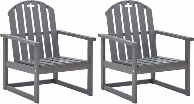 Berkfield Home Set of 2 Grey Acacia Wood Garden Sofa Chairs with Armrests – 1