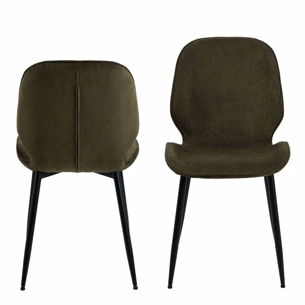 Wyld Haus Set of 4 Larkwood Corduroy Dining Chairs in Green and Black – 3