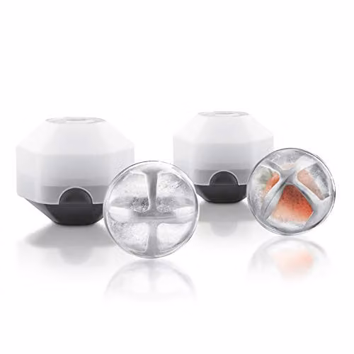Final Touch Anchor Ice Spheres Set with 2 Stainless Steel Spheres and 2 Silicone Moulds in Transparent