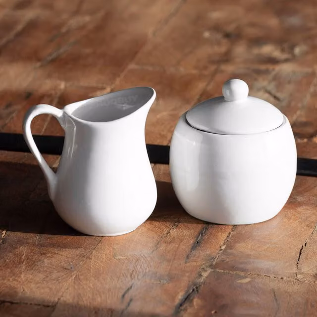 UMKY White Ceramic Teapot and Jug Set with Lid