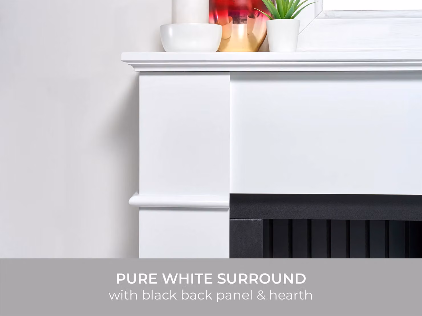Adam Fires & Fireplaces Oxford Stove Fireplace in Pure White with Woodhouse 48 Inch Black Electric Stove – 3