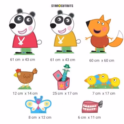 Star Cutouts Peppa Pig Freddy Fox and Panda Twins Multi Pack, Multicolour, 61 cm – 2