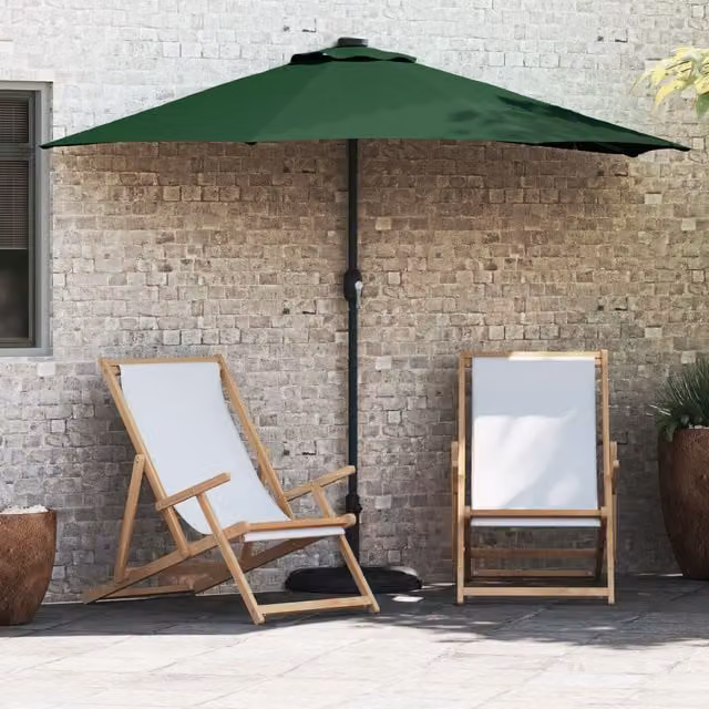 Berkfield Home Half Garden Parasol with Aluminium Pole, Green, Height: 294 cm – 1