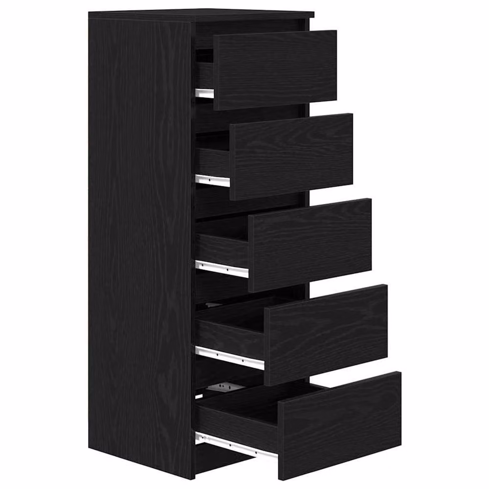 Berkfield Home Modern Sideboard with Drawers in Black Oak, W/D/H: 37.5 x 35.0 x 99.0 cm – 2