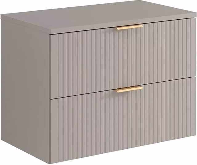 Vente-unique Zevara Striped Floating Vanity Unit with Shelf, Beige, W: 80 cm, D: 46 cm, H: 35 cm
