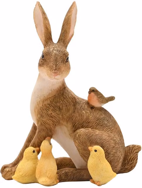 Eggs-traordinary Gift Co Rustic Animal Figurine Set featuring Rabbit, Chick and Robin in Multicolour