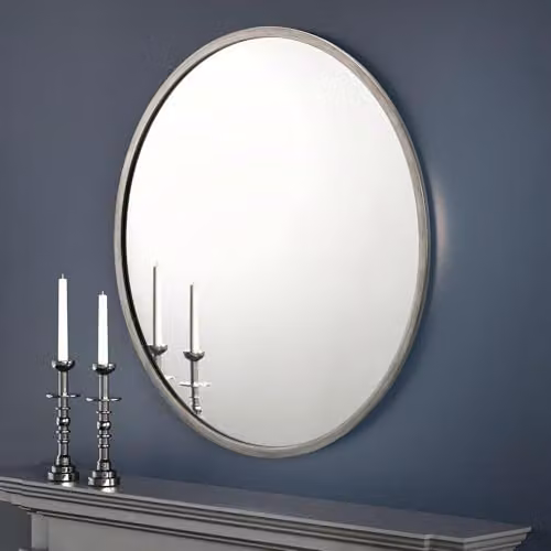 Julian Bowen Octave Round Minimalist Wall Mirror in Silver or Grey – 1