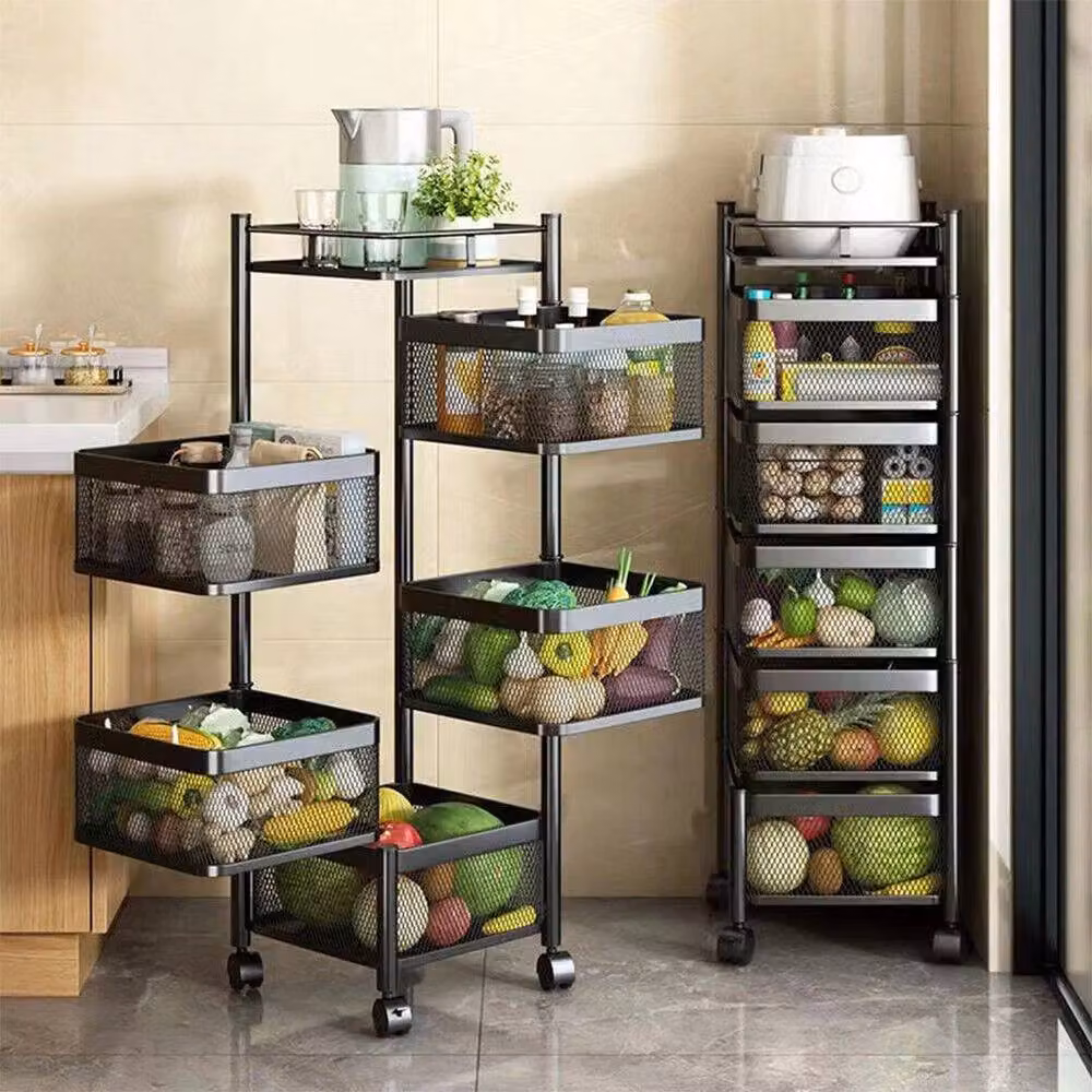 Kelvenix 6 Tier Rotating Kitchen Vegetable Storage Rack in Matt Black – 2