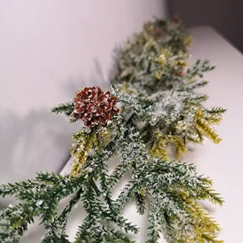 Samuel Alexander 160cm Green Frosted Spruce Christmas Garland with Pinecones – 4
